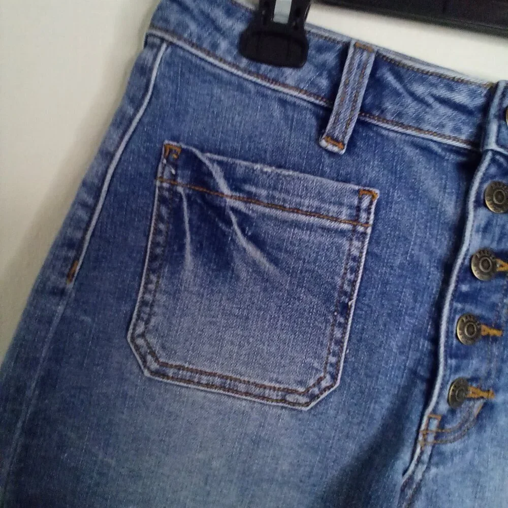 Harper Heritage Shorts Women 27 Button Fly Raw Hem Denim Blue